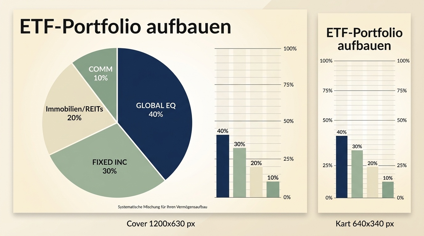 Tortendiagramm mit mehreren Anlageklassen und Gewichtungslinien daneben