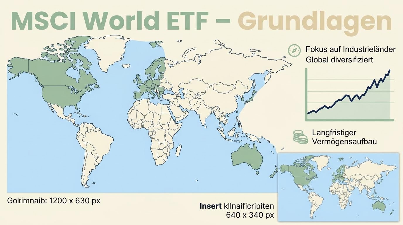 Weltkarte mit hervorgehobenen Industrieländern und einem Index-Verlauf daneben